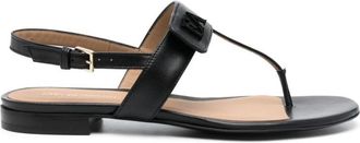 Emporio Armani EClat Leren Teenslippers - Dames - Sandalen - Zwart - 41 EU - Leer - Schoenen