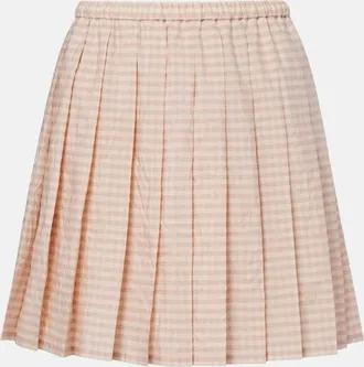 Moncler Checked pleated cotton-blend miniskirt