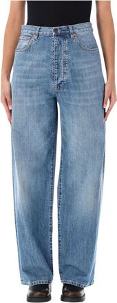 Fortela Jaron Baggy Jeans met Borduurwerk - Dames - Loose Fit Jeans - Blauw - W26 - Katoen - Jeans