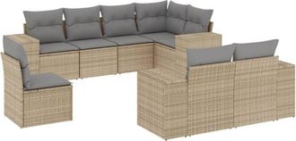 vidaXL Vidaxl - Juego De Sof&aacute;s De Jard&iacute;n Con Cojines Beige 8 Pzas Rat&aacute;n Pe