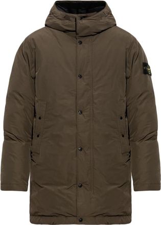 Stone Island Donsjack met capuchon - Heren - Gewatteerde jassen - Groen - 2XL - Jassen