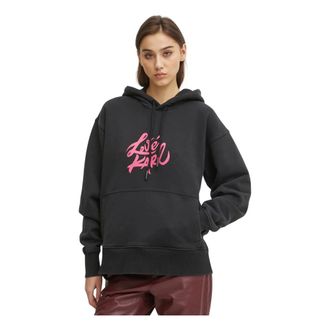 Karl Lagerfeld Hoodies & sweatvesten, Dames, Zwart, L, Katoen, Logo-print Hoodie