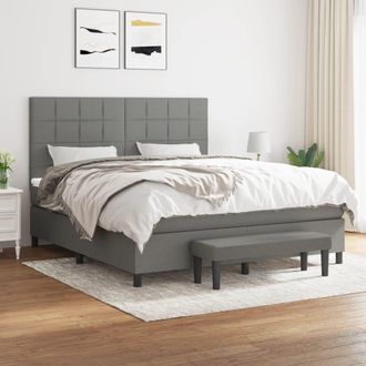 vidaXL Vidaxl - Cama Box Spring Con Colch&oacute;n Tela Gris Oscuro 180x200 Cm