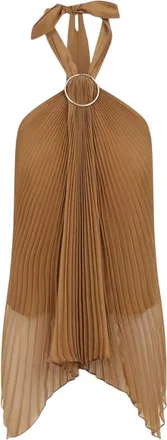 Max Mara Brown Pleated Halter Neck Top