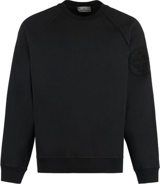 Stone Island Black Crew Neck Logo Sweatshirt