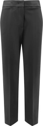 Max Mara Pegno Viscose Blend Broeken - Dames - Straight fit broeken - Zwart - XL - Leer - Broeken