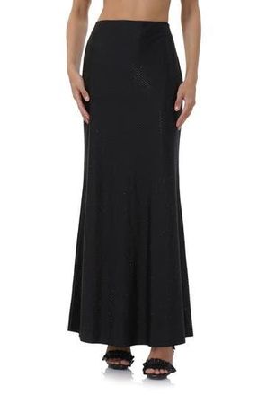 AFRM Tegan Metal Stud Jersey Maxi Skirt in Noir at Nordstrom Rack, Size Large