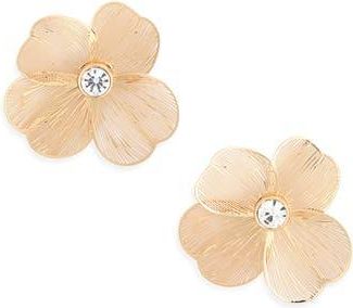 Nordstrom Rack Flower Stud Earrings in Clear- Gold at Nordstrom Rack