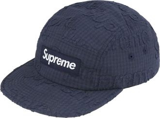 SUPREME SS26 Monogram Gingham Camp Cap Navy SUP-SS26-1051-NVY