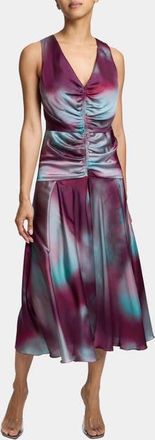 Santorelli Eden Sleeveless Midi Dress in Ombre Matte Charmeuse in Cherry Cola at Nordstrom, Size 40