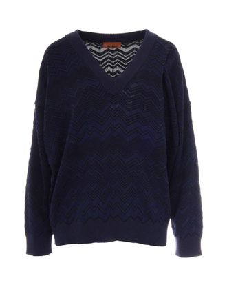 Missoni Navy Blue V Neck Sweater