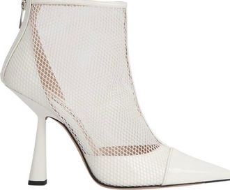 Jimmy Choo London White Mesh and Leather Kix Ankle Boots Size 37.5