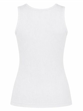 Maison Kitsun&eacute; Baby Fox-Embroidered Organic Cotton Tank Top - White