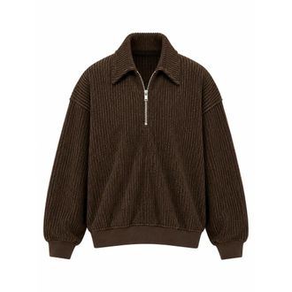 Song for the Mute Klassieke Kraag Zip Pullover - Heren - Sweatshirts & Hoodies - Bruin - Maat: M Katoen
