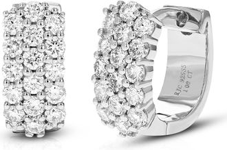 Vir Jewels 1 cttw Round Lab Grown Diamond hoop earrings.925 Sterling Silver Prong Set