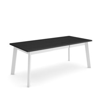 Skraut Home Skraut Home - Mesa Comedor, Mesa Fija Cocina Y Sal&oacute;n, 200, Para 10 Comensales, Patas De Madera, Estilo Moderno, Negro