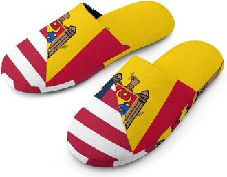 Generic U.S And Moldova Flag Mens Slippers Flannel Warm House Shoes with Rubber Anti-Slip Sole Slip On for Home Outdoor