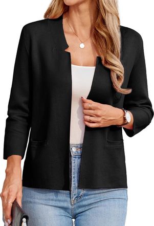 Grace Karin Ladies Cardigans Elegant Long Sleeve Black Bolero Cardigans Long Sleeve Christmas Blazer Open Front Casual Work XL Black -1