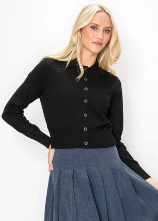 YAL New York Black Knit Cardigan with Collar