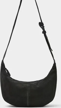 Simons Womens Minimalist suede half-moon bag Exclusive collection from Italy