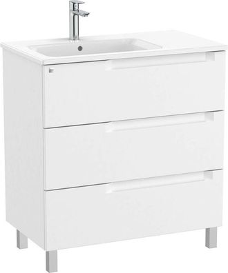 Roca Roca - Pack Unik mueble de 3 cajones + lavabo a la izquierda aleyda Color: Blanco mate - Medidas: 805x460x740 mm