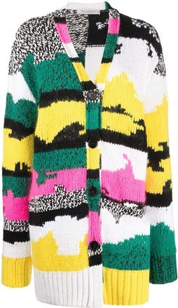 Philosophy di Lorenzo Serafini patterned-jacquard chunky-knit cardigan - women - Cotton/Polyamide/Mohair/Wool - 42 - Yellow