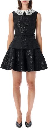 Self Portrait Sequin Boucle Mini Jurk - Dames - Korte kleedjes - Zwart - 2XS - Leer - Kleedjes