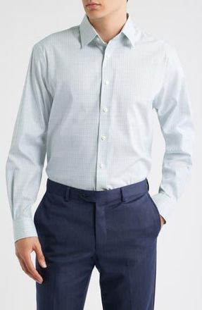 Nordstrom Traditional Fit Plaid Premium Performance Dress Shirt in Blue- Green Newport Plaid at Nordstrom Rack, Size 15.5 - 34/35
