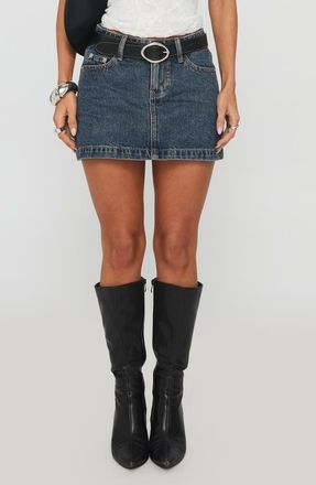 Princess Polly Nickei Nonstretch Denim Miniskirt in Washed Blue at Nordstrom, Size 12