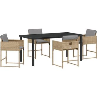 vidaXL Conjunto De Comedor De Jard&iacute;n Con Coj&iacute;n 5 Pcs Beige Polirat&aacute;n Vidaxl