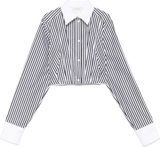 Sportmax Zwarte Gestreepte Knoopshirt - Dames - Overhemden - Zwart - 2XS - Overhemden