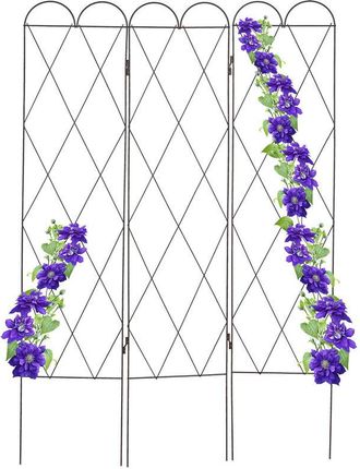 Relaxdays Relaxdays - Enrejado De Metal, 3 Partes, De Encaje, 162,3 Cm Alto, Celos&iacute;a Exterior, Soporte De Plantas Trepadoras, Caoba