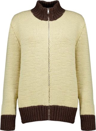 Prada C&aacute;rdigan de Lana con Cremallera - Knitwear - Mujer - Beige - S