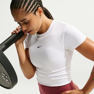 Nike Womens One Dri-FIT Light-Support Padded Sports Bra Top in White | IV4970-100