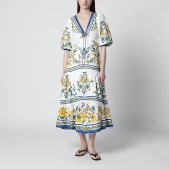 Farm Rio Emily Floral Tapestry drawstring midi dress