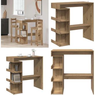 vidaXL Tavolo da Bar con Ripiani Rovere 100x48x101,5 cm in Truciolato - Ripiani - Tavolo in truciolato