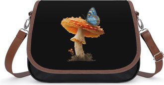 Generic Mushroom with Butterfly Fashion Womens Crossbody Bags Novelty Handbag Shoulder Bag Purse