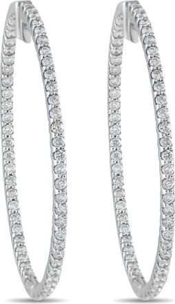 Luxury Bazaar 14K White Gold 1.77ct Diamond Hoop Earrings MF07-070225