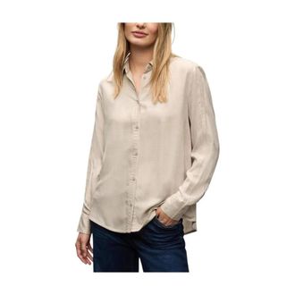 Street One Shirts, female, Beige, Size: M Viscose Blouse with Classic Design