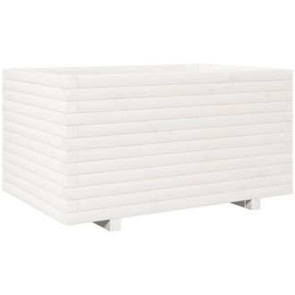 vidaXL Jardinera Madera Maciza De Pino Blanco 90x60x49,5 Cm Vidaxl