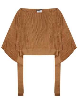 Alberta Ferretti Brown Knitted Boat Neck Sweater