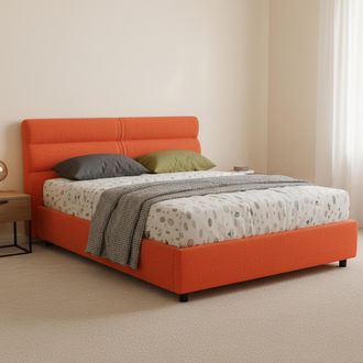 Dmora Cama De Plaza Y Media Brinzio, Colch&oacute;n Incluido, Desfundable Made In Italy, Contenedor, Naranja