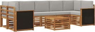 vidaXL Conjunto De Sof&aacute;s De Exterior 8 Uds. Natural Y Gris Claro Vidaxl