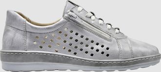 Wasak Womens Luna Leather Sneaker In White/ Silver