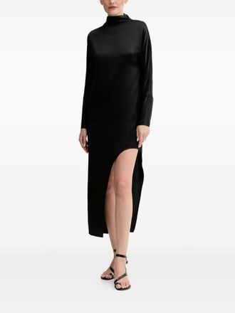 Isabelle Blanche mock-neck slit midi dress - Black
