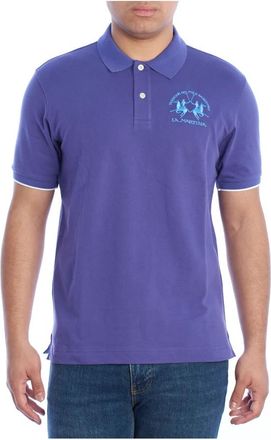 La Martina Klassiek Modern Poloshirt met Korte Mouwen - Heren - Polos - Paars - S - Katoen - Tops