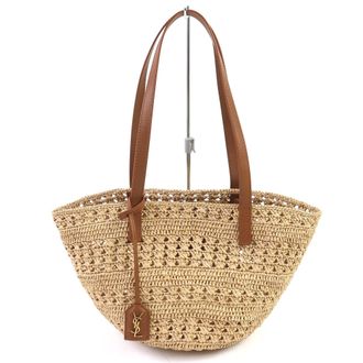 Saint Laurent Raffia Leather Basket Tote Bag (Pre-Owned)