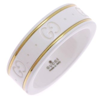 Gucci Icon White Yellow Gold Yellow Gold (18K) Ceramic Band Ring (Pre-Owned)