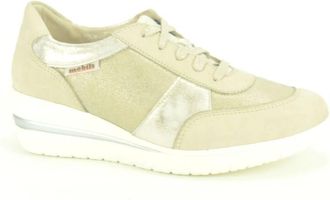 Mephisto Beige/Goud Stretch Sneakers - Dames - Sneakers - Beige - 33 1/2 EU - Schoenen