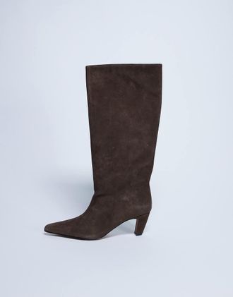 Topshop Nelly - Stivaletti morbidi a punta color cioccolato in camoscio-Marrone